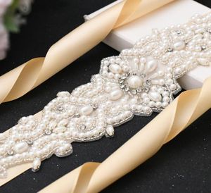 Bröllopssashes amorarsi S26A Luxury Belt Pearls Rhinestones Bridal Bridesmaid Dress Girl Prom Evening Dresses Belts Women Gift