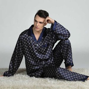 Indumenti da notte da uomo Nuovi pantaloni a maniche lunghe in raso da uomo Pantaloni lunghi Pigiama Set da notte in seta Twp Pezzi Stampa Pigiama Novità Vestiti Pigiama T221103