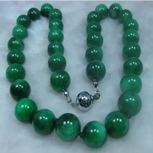 mycket bra fantastisk unik naturgrön 10 mm pärlor jadeit halsband 18 tum naturlig silver grossist