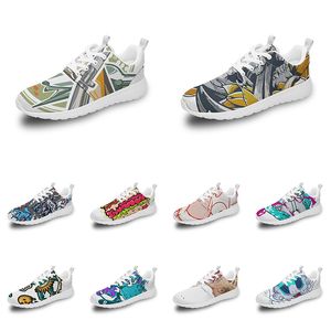 Homens Menino Mulheres Custom Sports Sapatos Anime Cartoon Design Animal Diy Palavra preta branca azul vermelho Colorido ao ar livre Mens treinador 056