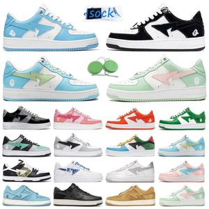 2022 Bapestas Baped Ape Män Löparskor BapeSta Sneaker Patent Blå Orange Grön Svart Vit Pastell Beige Tokyo Herr Sneakers Sport Sneakers Plattform Sko 36-45