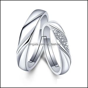 Anello solitario aperto ad anello sier ad anello sier diamante zirconia cubica zirconia anelli solitari coppia di fidanzamento matrimonio per donne uomini moda ebreo ebreo dhvbt