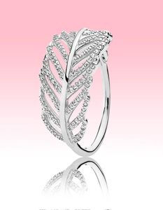 100 925 Sterling Silver Ring Women Grils Summer Sieraden voor Pandora Light Feather Ring met originele retailbox7197771