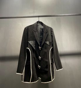Men's Suits Blazers Original design loose spring and summer reverse wear bag edge metal buckle suit thin 221119