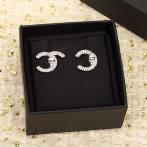 2022 Luxury quality charm stud earring large size with sparkly diamond Platinum plated have box stamp PS4361A