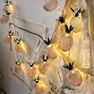 Stringhe Retro Style Gold Pineapple String Lights 10/20 LED Alimentato a batteria Novità Fata per camera da letto Matrimonio Festa di compleanno