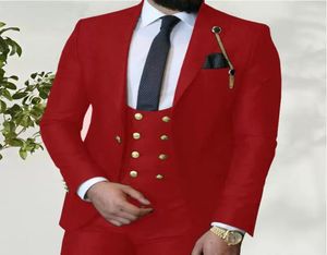 Red Men039S Wedding Tuxedos Custom Made Groom Wear For Slim Fit Business Dress Suits Prom Dinner Plus Size 3 Pics Setjacketve