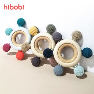 Bable The Lealers Toys Hibobi 1pc Силиконовый руль формируется пищевое соревнование деревянное кольцо БПБ Бесплатное подарки для сестринского ребенка игрушка 221119