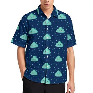 Camisas casuais masculinas kawaii nuvem camisa praia bolinhas impressão blusas manga curta estética oversize