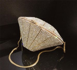 Shiny Crystal Diamond Shape Handbags Bling Handmade Full Rhinestone Evening Bag Women Wedding Prom Party Clutches Shoulder Bags5185009