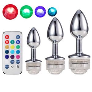Beauty Items Lighted Butt Plug Metal Anal With Light Led Buttplug Bdsm Toys Stimulator Vaginal Decoration sexy Games For Adults