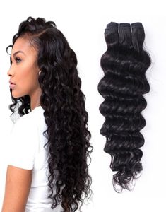 Deep Wave Brazilian Virgin Hair Teave Bundles Curly Peruvian Mongolian Malaysian Indian Human Extensions pcslot4144036