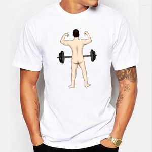 Camisetas masculinas camisa engraçada homens homens nus barbell fit imprimor verão moda o-juba curto shirt shirt casual streetwear kawaii camisetas