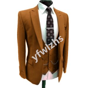 Customize tuxedo One Button Handsome Peak Lapel Groom Tuxedos Men Suits Wedding/Prom/Dinner Man Blazer Jacket Pants Tie Vest W1210