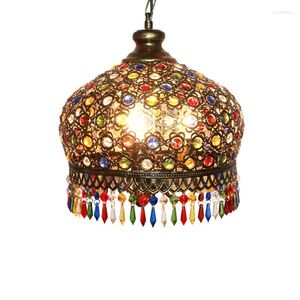 Pendellampor stil turkisk ljuskrona belysning vintage lampa bohöns färgglada målat glas romantiska café restaurang bar hem hängande