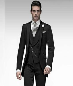 Najnowsze projekty włoskie czarne męskie garnitury ślub Man Blazers Blazers Tuxedos Single Breasteed Orvegroom Wear 3piece4115654