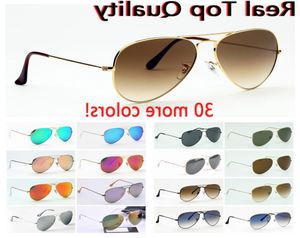 Mens óculos de sol de alta qualidade Piloto de aviação Tons de sol para homens Mulheres com caixa de couro preto ou marrom Pano e varejo AC9260797