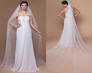 FAME CUSTRADE Simple White Wedding Veils 2016 Ultimo eifflebride con tulle morbido Veils3850919 di circa 3 metri.