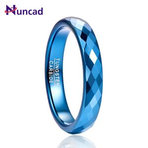 Band Rings NUNCAD 4mm Tungsten Carbide Black/Rose Gold/Blue Polished Finish Rhombic Cut Wedding Comfort Fit Jewelry 221119