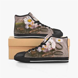 SHOESSNEAKERS Anpassade skor Drees Canvas Män Kvinnor Fashion Black Orange Mid Cut Breattable Outdoor Walking Color27425215