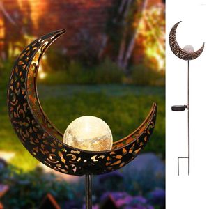 Decorazioni da giardino Luci solari LED Pathway Outdoor Sun Moon Star Stake Metal Light IP65 Impermeabile Yard Art Prato Decorazione cortile