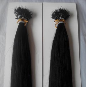 Alta calidad 14Quot28Quotnano Anillos Remy Remy Human Hair Extensions 100GPK 1GS Color 1 Jet Black Nano Tip Hair Extension5840346