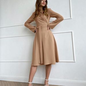 Casual Dresses Korean Elegant Fashion Sexy V Neck Long Sleeve Women Slim Midi Dress Autumn Winter Warm Knit Femme Bandage Bodycon B