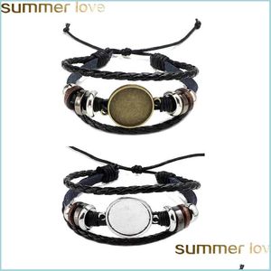 Other Bracelets Selling Jewelry Diy Mti Layer Leather Bracelets Bangle Blank Base Fit 20Mm Round Po Glass Cabochon Setting Bezel Tra Dhgbp