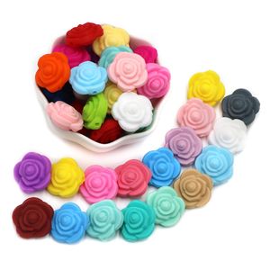 Baby Teethers Toys BOBOBOX 10pcs Silicone Teether Beads Double Face Flower Rose Teething Toy Food Grade Chewing Necklace Accessories 221119