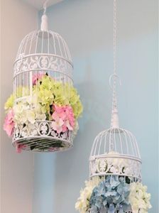 Bird Cages 1pcs 14x2519x35cm Handmade Antique White color metal decorative wedding bird cage set wedding decoration wedding favors
