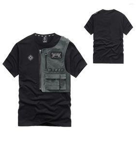 Men039s Tシャツのテックウェアメンズ短袖Tシャツハイストリートパンクデタッチ可能な機械的戦術プルオーバースウェットシャツ個別1560202