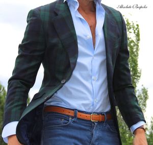 Męskie garnitury Blazery Najnowsze swobodne zielone kratę Blazers Men Summer Kostum