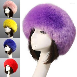 Berets Frauen Faux Pelzkappe Mode l￤ssige Winter warm warm bequem weibliche Kurzpl￼schhaarband leerer Top -Hut im Freien Ski H￼te