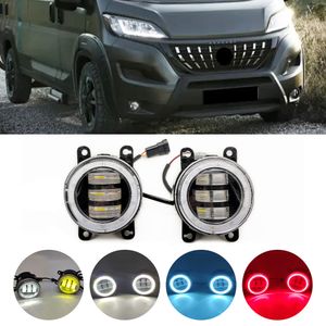 Car LED Angel Eye Fog Light Assembly For Peugeot Boxer 290 295 2015-2019 DRL Fog lamp Daytime Running Light H11 12V