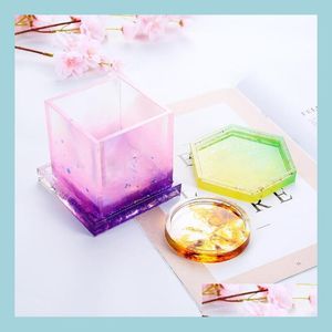 Mats Pads Sile Casting Molds Crystal Mold Clear Epoxy Resin Liquid Diy Flower Pot Base Tea Coaster Drop Delivery 2021 Home Garden Dh6Fo