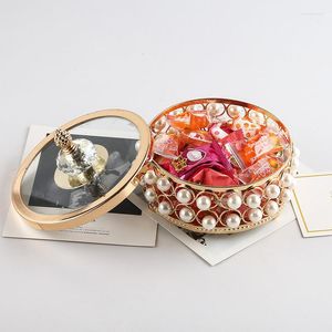 Storage Bottles Metal Hollow Jewelry Box Pearl Round Candy Jar Desktop Container Home Decoration Food Containers Disposable