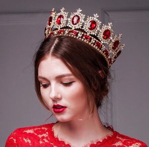 Retro Tiaras coroa acessórios para o cabelo grandes coroa real da coroa da coroa dourada da coroa imitação de jóias de rubi coroas de tiara ha4751151