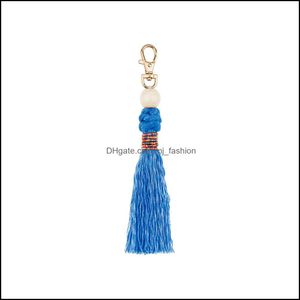 Principais anéis Diy Taissel Tassel Tecla Bolsa pendura Handmade Knot Beds Keychain Jóias de jóias DRIG DRIP DH62L