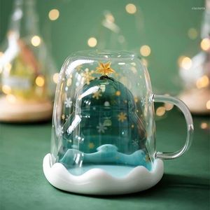 Tassen, Weihnachtsbaum-Tasse, hitzebeständig, süßes Mädchen-Herz, doppelschichtige Tasse, Geburtstagsgeschenk, Frühstückskaffee