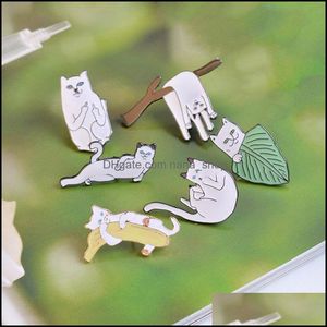 Pins Brooches Enamel Animal Cat Brooch Pins Cartoon Lapel Pin For Women Men Top Dress Co Fashion Jewelry Drop Delivery Dhlak