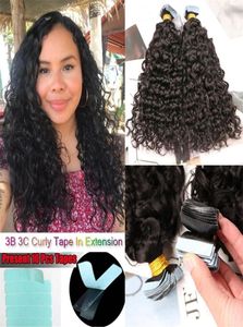 Rodillos para el cabello Color natural 3B 3C Bouncy Curly USA Tape Blue Tape Double Side Tape in Human Hair Extensions 1 Bundle 20 PCS o 40 PCS PE