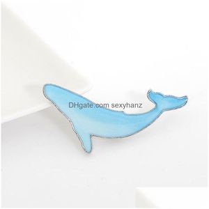 Pins Brooches Japanese Cartoon Blue Whale Brooch Pins Enamel Funny Metal Brooches For Girls Xmas Gift Jewelry Badges Bag Clothes Ac Dhvt9