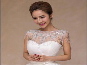 Romantic Ivory Lace Bride Wedding Jewelry Collier Sheer Tulle Long Paragraph Lace Crystal Creaded Shoulder Chain8067003