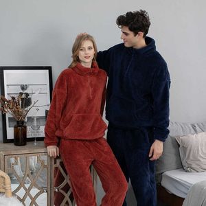 Herren-Nachtwäsche, Damen-Pyjama-Set, warmer Flanell-Pijama, Nachtwäsche, Homewear, dicker Winter-Samt, weiblicher Plüsch-Pyjama-Anzug, Sweatshirt, T221103