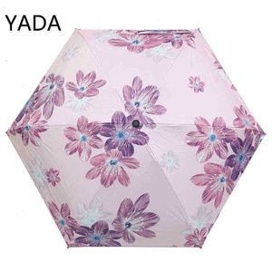 Yada Light Weight Mini Flower Paraply Small Pocket Rainy Five Foldbar For Women Capsule YD210055 J220722