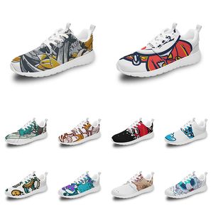 Homens Menino Sapatos esportivos personalizados Anime Cartoon Animal Design Diy Word preto branco azul vermelho Colorido ao ar livre Mens treinador 017