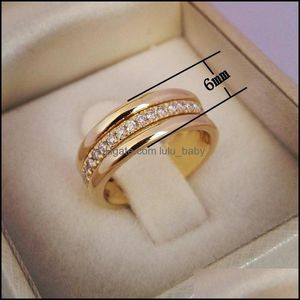 Band Rings Row Crystal Diamond Ring Band Sier Gold Engagement Wedding Rings for Women Par Fashion Jewelry Drop Delivery DHVBU