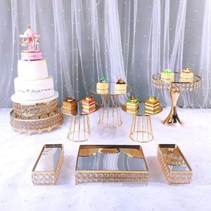 Utensili da forno 9 pezzi Set di supporti per torta in oro Vassoio per cupcake Decorazione per la casa Tavolo da dessert Decorazione per feste di nozze