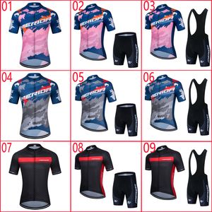 Conjunto de camisa de ciclismo Pro Team MERIDA Mens Summer Short Sleeve MTB Bike Clothing Ropa Ciclismo Respirável de secagem rápida Bicycling Uniforme Esportivo Y22111901