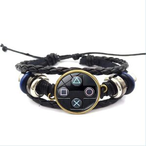 Other Bracelets Old Video Game Controller Men Leather Bracelet Novelty Handmade Glass Gem Art Po Charm Bracelets Boys Gift Jewelry D Dh8Ts